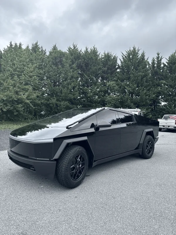 Tesla Cybertruck wrapped in satin black
